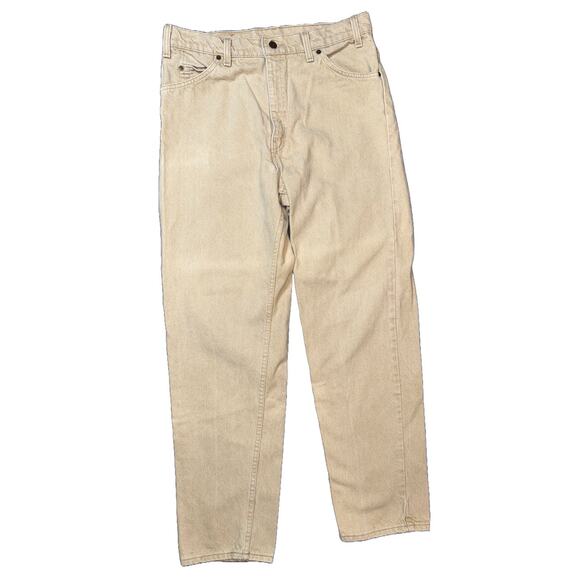 Vintage 90s Levis 550 Cream Baggy Relaxed Tapered Fit Orange Tab Mens Size 33x32 - Picture 1 of 9